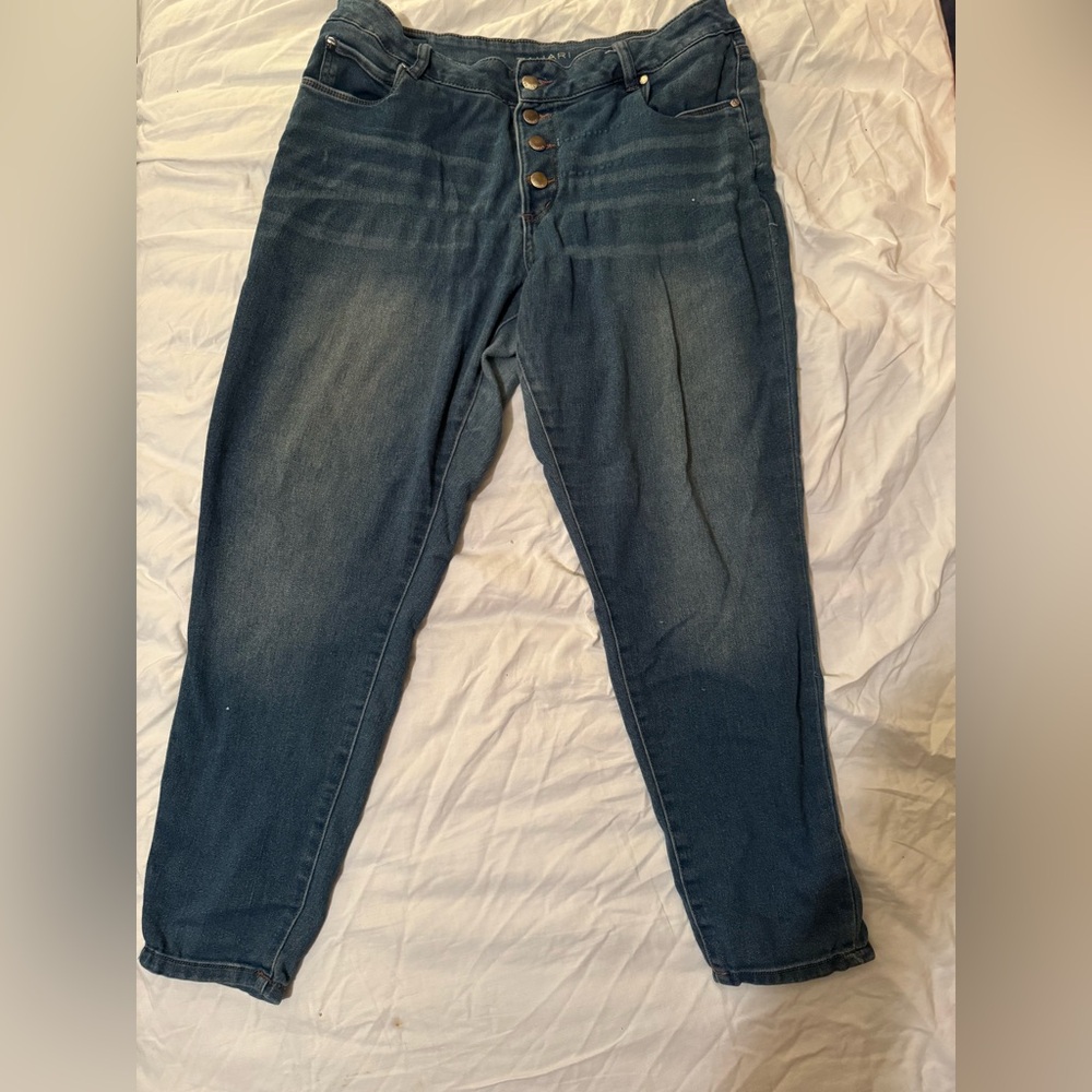 Tahari High Rise Denim Jeans - Dark Blue